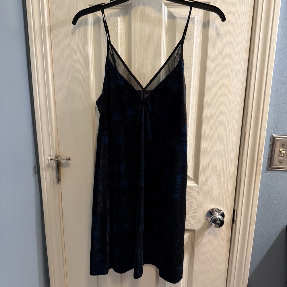 Xhilaration Black and Blue Plaid Dress